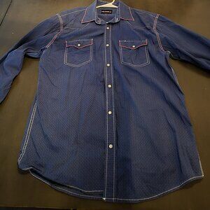 Pelham Western Shirt for Men Blue and Red XL